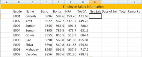 Calculate Employee Salary Using Ms Excel Mit India