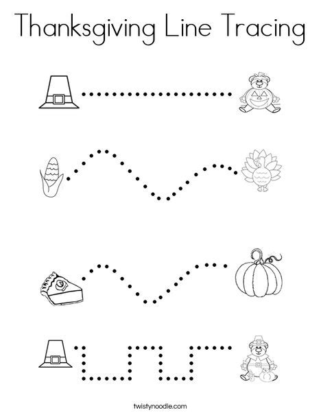 Thanksgiving Line Tracing Coloring Page Twisty Noodle