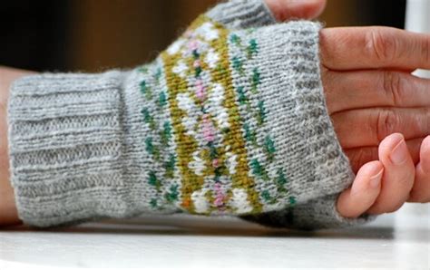 Knitting Pattern Fair Isle Fingerless Gloves Pdf Digital Download Alice Mitts From