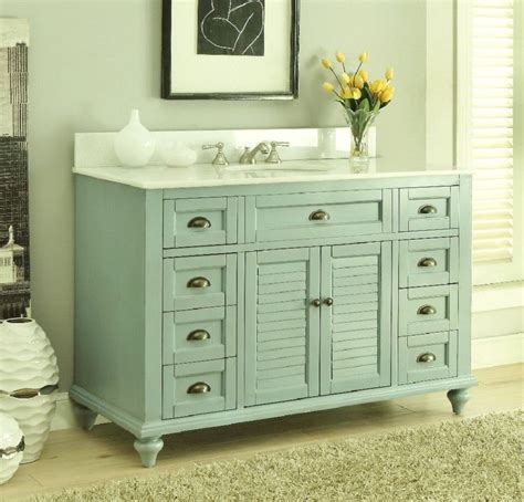 Browse our large selection of bathroom vanity products today! 48 inch Bathroom Vanity Cottage Coastal Beach Style Aqua ...