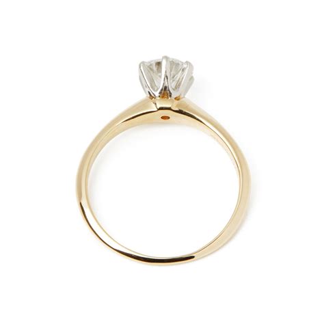 Tiffany Co K Yellow Gold Solitaire Diamond Ring Comj Second