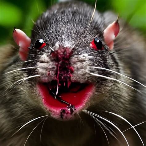 Angry Drooling Rabies Infected Rat With Glowing Red Stable