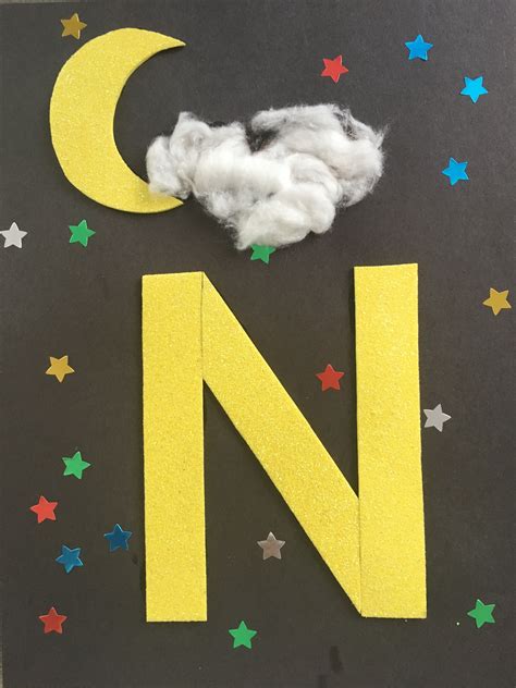 Letter craft for preschool N is for Night | Preschool letter crafts, Letter n crafts, Letter a ...