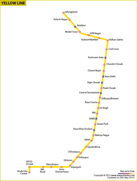 Delhi Metro Map Yellow Line Stations