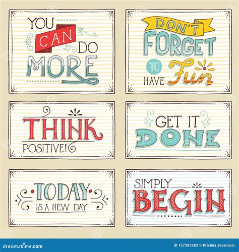 Vintage Style Hand Drawn Short Positive Inspirational Quotes Doodle