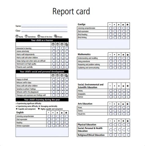 Report Card Template 28 Free Word Excel Pdf Documents Download