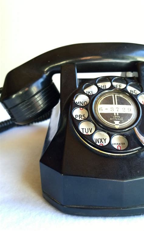 Vintage Art Deco Black Bakelite Monophone Telephone With Rotary Dial By