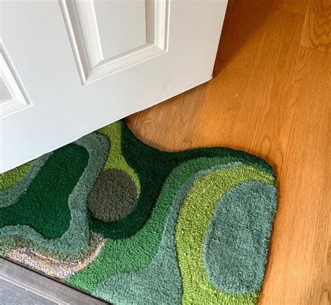 Hand Tufted Moss Rug Or Mat With A Unique Shape Cottagecore Etsy