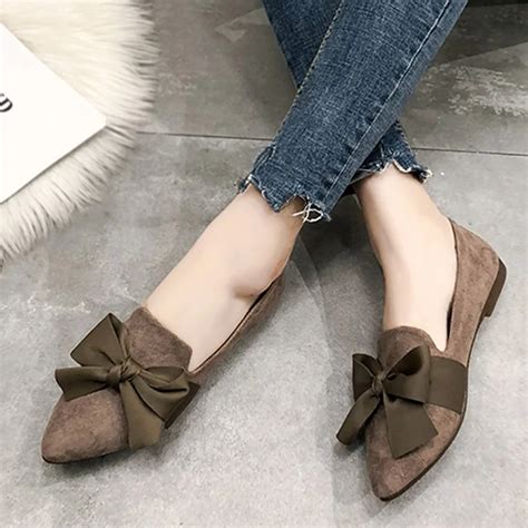 2019 Spring Women Flats Big Bow Slip On Flat Shoes Pointed Toe Boat
