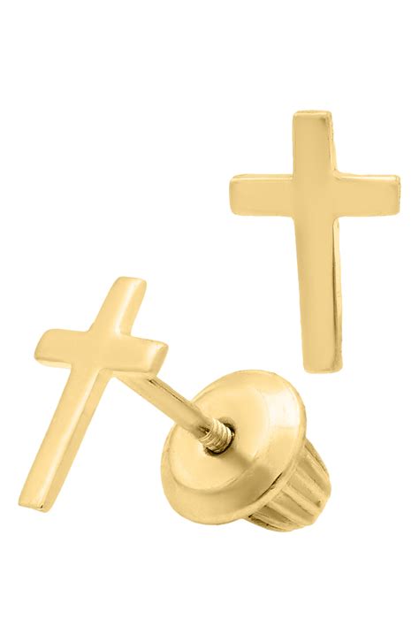 Mignonette 14k Gold Cross Stud Earrings Nordstrom Cross Earrings