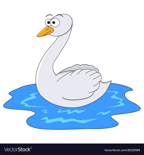 Cute Cartoon Swan Royalty Free Vector Image Vectorstock