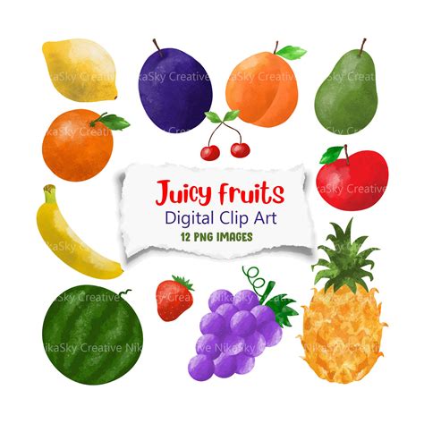Watercolor Plants Watercolor Images Fruit Clipart Juicy Fruit