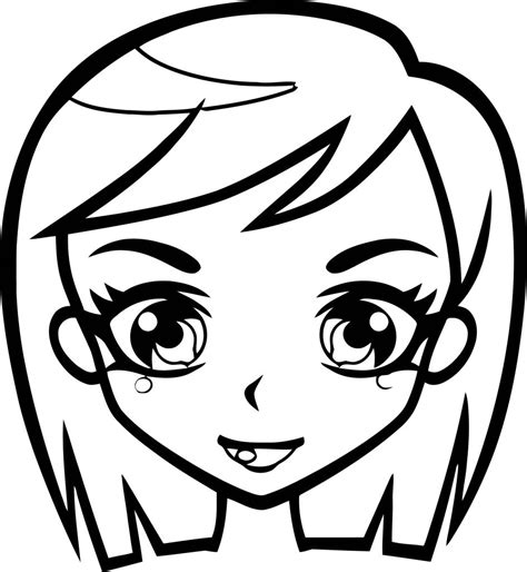 Anime Girl Face Drawing Sketch Coloring Page
