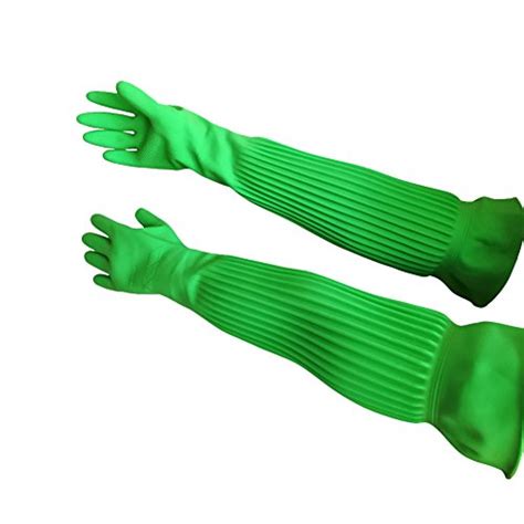 Hangnuo Elbow Length Rubber Gloves Waterproof Reusable Latex Free