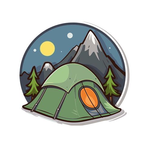 Dibujo De Dibujos Animados De Camping Con Monta A Y Carpa Vector Png