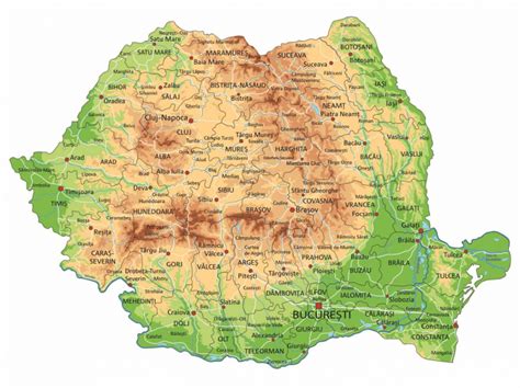 Harta geografica a romaniei prezentare obiective turistice, judete si orase cu principalele caracteristici toate marcate pe harta fizica romania. Sticker Harta Romaniei