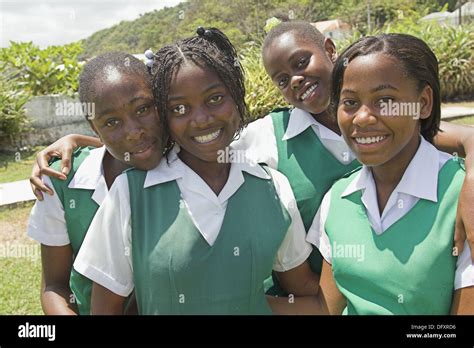 Jamaica Girls In School Uniforms Jamaica Stock Photo Alamy