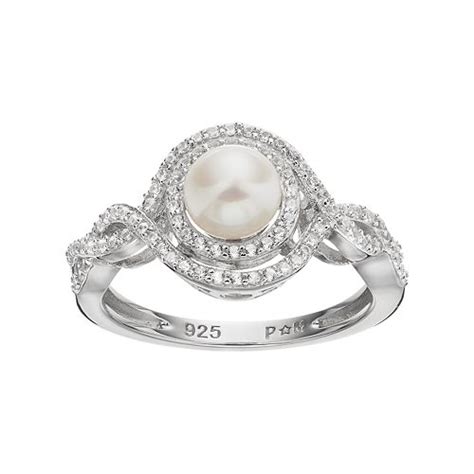 Sterling Silver Freshwater Cultured Pearl And Lab Created White Sapphire