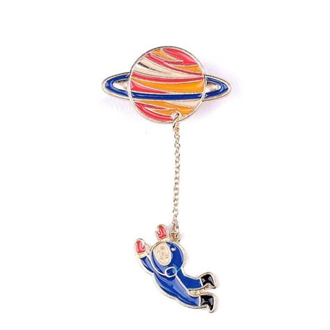 5pcs Cartoon Badges Outer Space Lapel Enamel Pins Set Brooch Moon Star Spaceship Astronaut