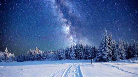 Milky Way On Winter Sky Wallpaper For 1920x1080