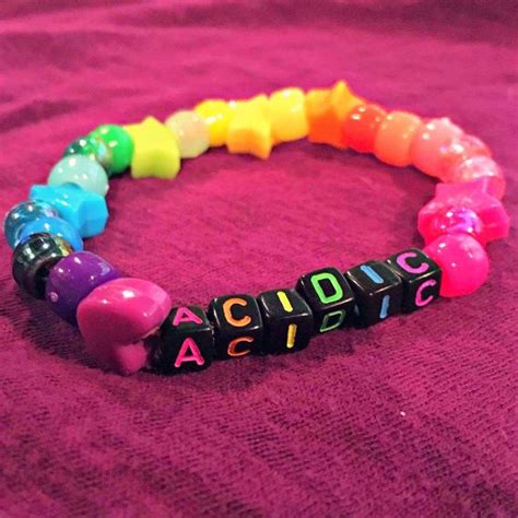 rainbow acidic kandi bracelet rave bracelets kandi bracelets kandi