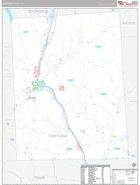 Cortland County Ny Wall Map Premium Style By Marketmaps Mapsales