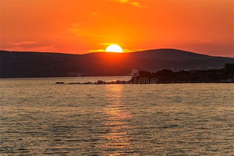 Sunset On The Adriatic Sea At Vir Island In Croatia Stock Photo