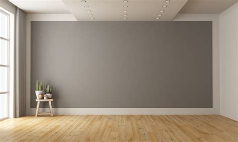 Empty Minimalist Room With Gray Wall On Background Stock Photo