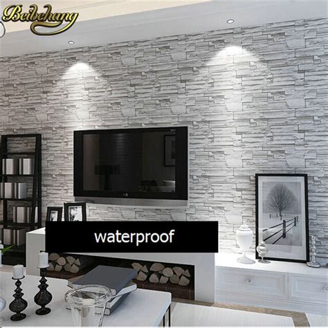 Beibehang 3d Wallpaper Stone Brick Design Background Wall Pvc Wallpaper
