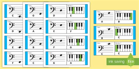 Bass Clef Piano Musical Note Recognition Loop Cards Bass Clef Piano