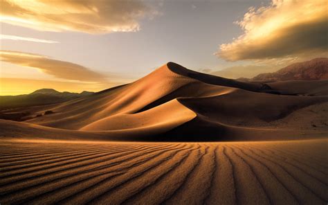 Download Wallpapers Sahara Desert Sand Dunes Mountains Sunset