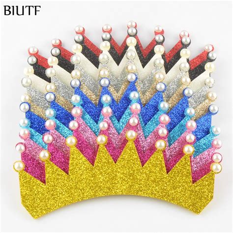 200pcslot Diy Lovely Unfinished Glitter Felt Crown With Simulated