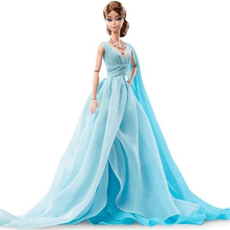 Barbie Fashion Model Collection Blue Chiffon Ball Gown Doll Samko And Miko Toy Warehouse