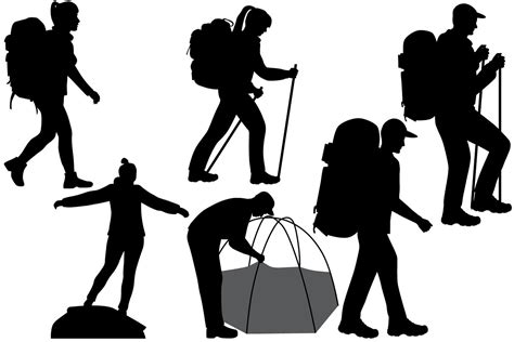 Silhouettes Of Hiking People Pre Designed Photoshop Graphics