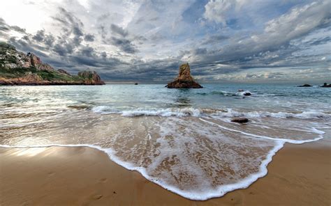 1920x1200 Nature Landscape Beach Sea Morning Rock Sand Cliff Water