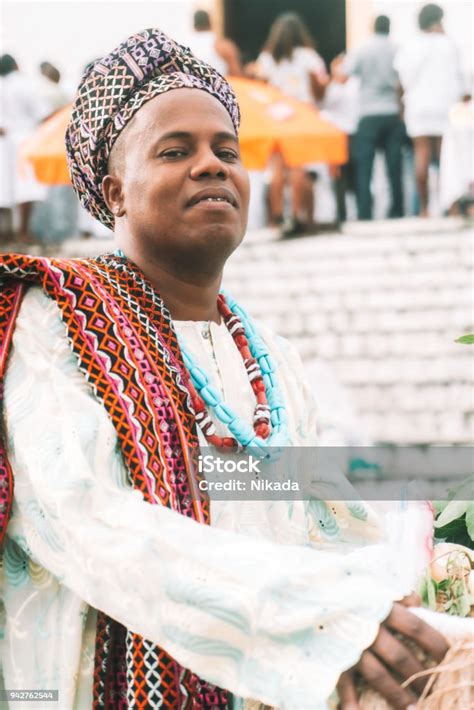 Afrobrazilian Man Wearing Traditional Clothes In Salvador Bahia Brazil