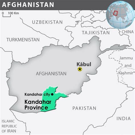 A Map Of Afghanistan Highlighting Kandahar City In Kandahar Province