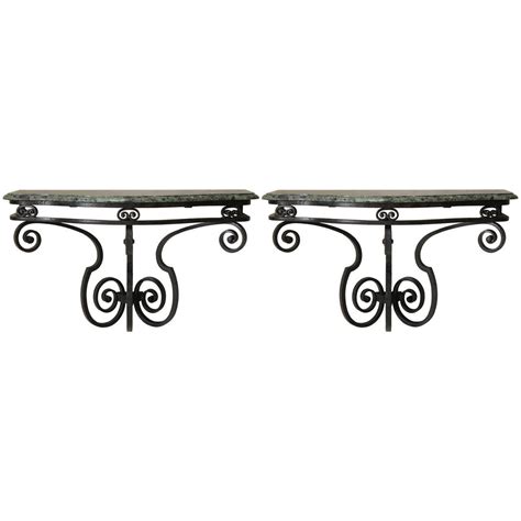 French Style Art Deco Metal Console Marble Top At 1stdibs