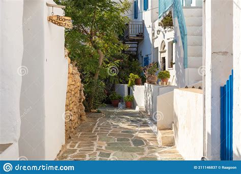 A Narrow Side Street In Chora Old Town Folegandros Greece Editorial