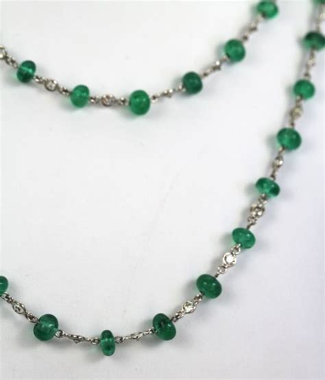 Diamond And Emerald Bead Necklace Cris Notti Jewels