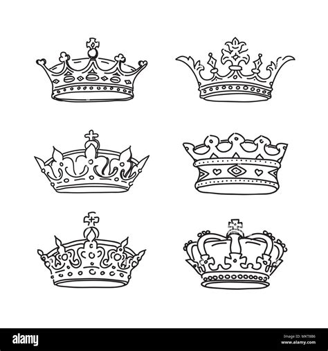 Set Of Drawing Crowns Vector Illustration And Icons Stock Photo Alamy