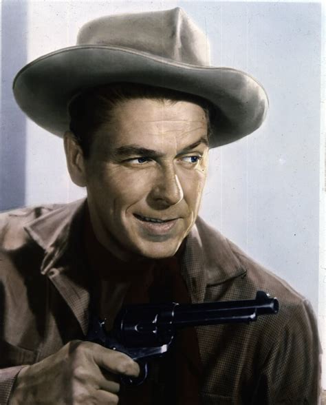 Ronald Reagan With A Cowboy Hat And Revolver Photo Print