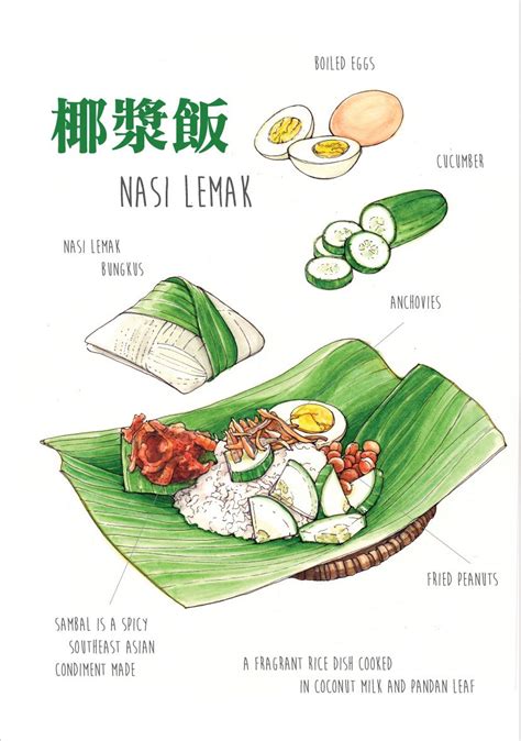Behance Nasi Lemak Food Illustration By Ong Siew Guet Food