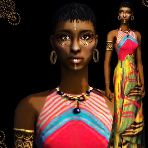 Mod The Sims Saidah African Princess Update With Dress Mesh