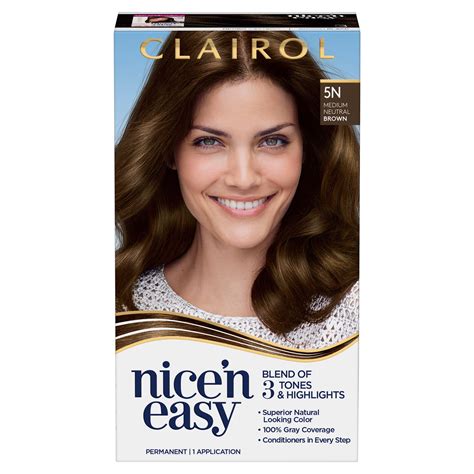 Clairol Nicen Easy Permanent Hair Color Creme 5n Medium Neutral Brown