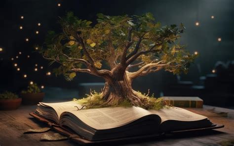 Premium Ai Image A Book On A Book With A Tree Growing Out Of It