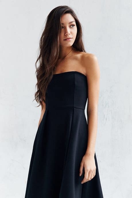 Black Strapless Midi Dress Natalie