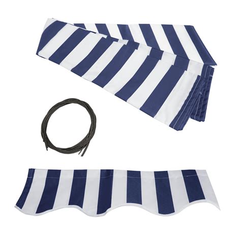 Aleko 12x10 Retractable Awning Fabric Replacement Blue And White