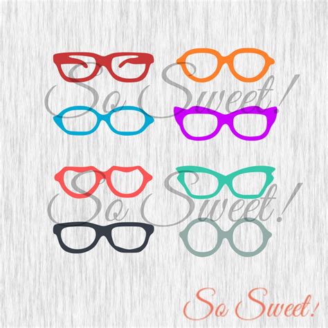 Eyeglasses Digital Svg Dxf Cut Files Silhouette Glasses
