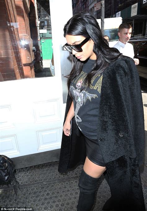 Kim Kardashian Rocks A Metallica T Shirt And Thigh High Boots On Shopping Spree Daily Mail Online